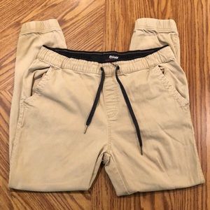 Tan Plugg Joggers with Leg Detail